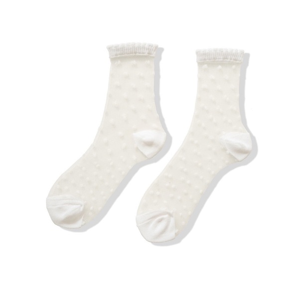 🆕🤍Zenana Outfitters Sheer Polka Dot Ankle Socks - Picture 2 of 3